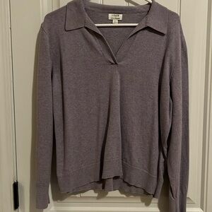 Lavender polo sweater.  J. Crew size L.